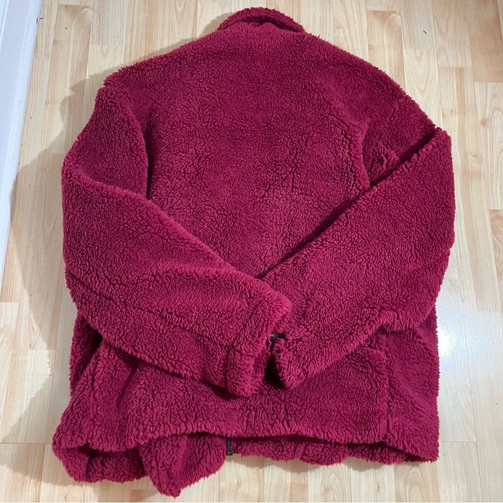 FREE PEOPLE Womens So Cozy Slouchy Moto Jacket Fuzzy Fleece Size Large - Picture 9 of 9